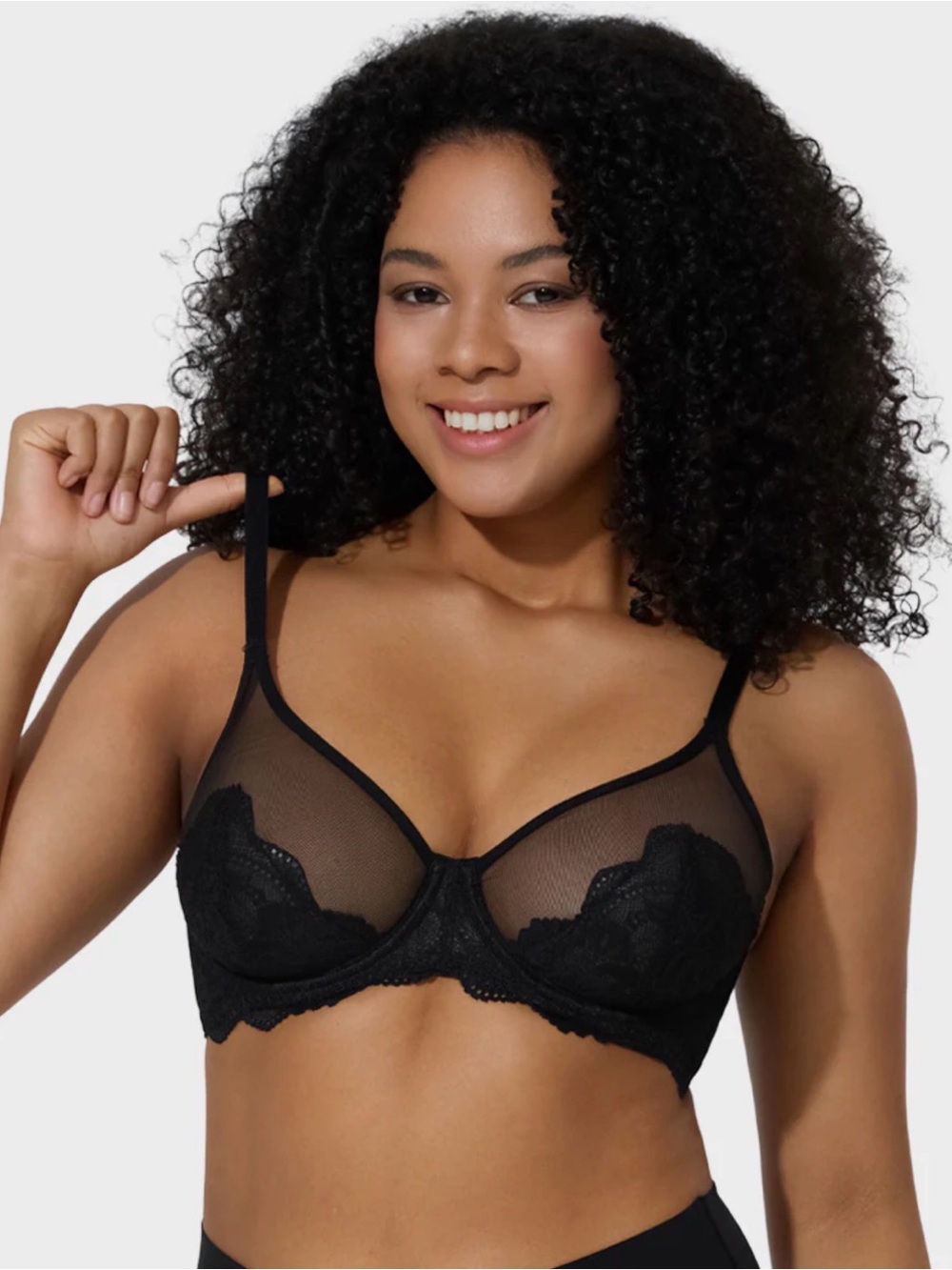 Shecurve Full coverage lace minimizer bra - Black, size 44E